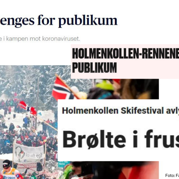 Skjermbilde av forsiden på Aftenposten som viser nyhetssaken "Kollen-festen stenges for publikum"